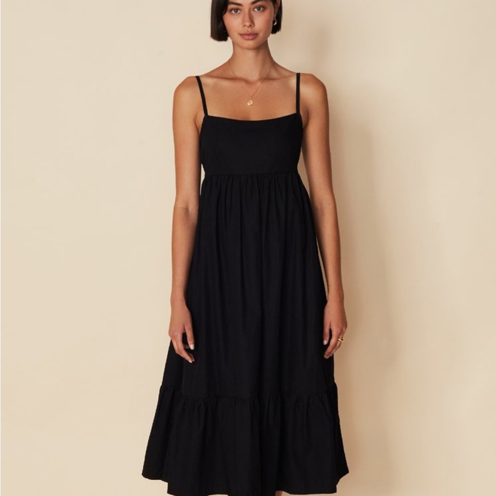 Faithfull the Brand Black Candace Midi Dress - Size 4